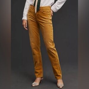 Anthropologie Pilcro & the Letterpress Gold Corduroy Straight Leg Pants Size 30